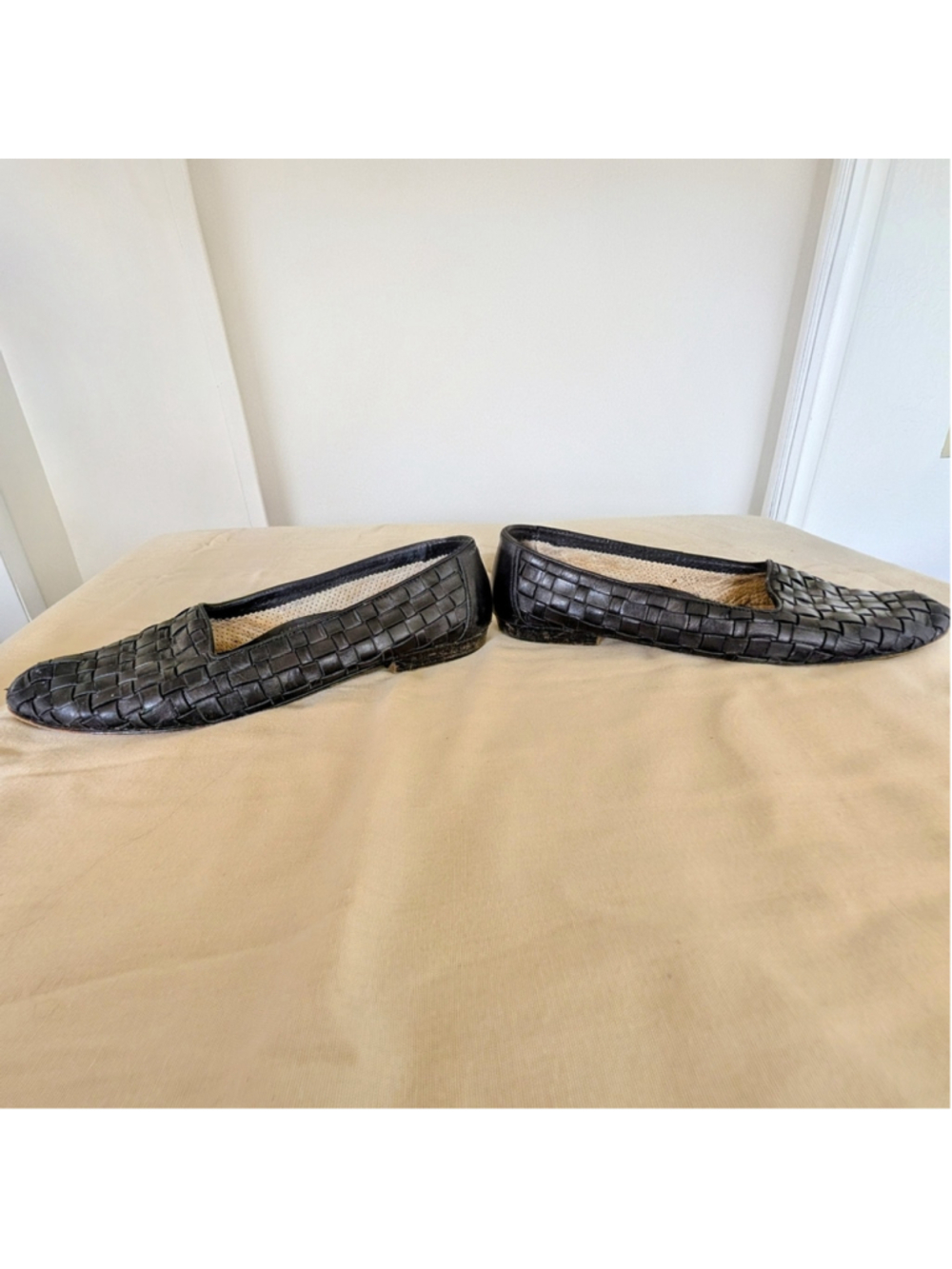 Cole Haan Italy Woven Leather Loafers Black Slip On Flats Women’s 9 AAA READ - Picture 6 of 10